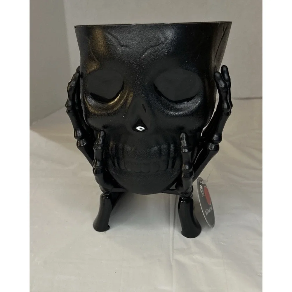 Halloween Black Skeleton Skull Treat, Candy Snack Bowl‎ Plastic 7